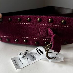 Old Navy Burgundy Studded Belt Suede Brand New
